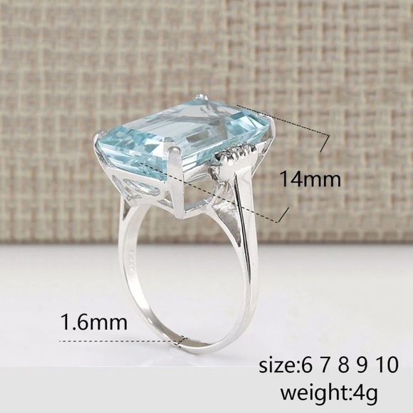 NEW๐๐BRIGHT! TOPAZ BLUE STUNNER๐๐EMERALD CUT 7 - Picture 6 of 8